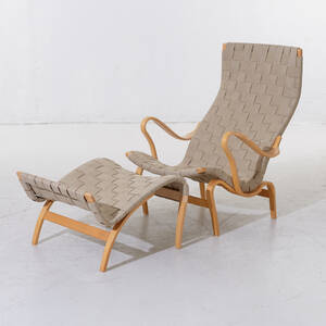 Bruno Mathsson fåtölj med fotpall