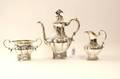 Kaffeservis Nysilver A G Dufva Stockholm Rokokostil 1900-Talets Början 3 Delar