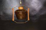 Taklampa 60-tal. H22 cm Teak, mässing, glas. 