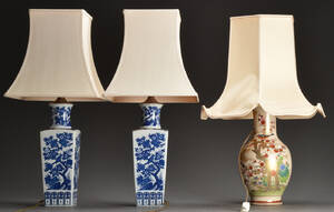 Tre orientalske bordlamper af porcelæn, 1900-tallet 3