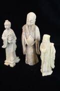 3 OSTASIATISKA STENFIGURER H 8-12 CM