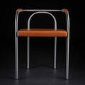 Poul Henningsen. PH Stolen, Serie 0. Børstet rustfrit stel betrukket med cognac farvet læder