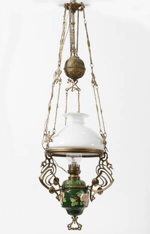 Takfotogenlampa, jugend, majolika, tidigt 1900-tal