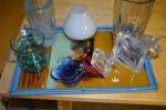 Bricka med diverse glas  kristall 8del