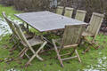 Plantations Timbers. Havebord og ni stole af teak 9
