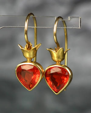 Ohrhänger mit Feueropal Goldschmiedearbeit  2 