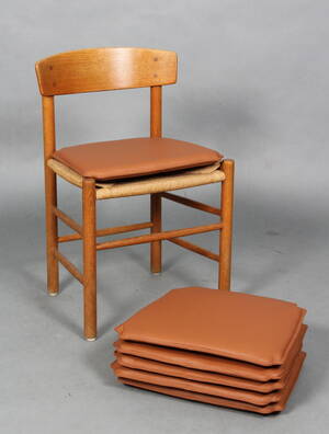 Hyndesæt til Folkestolen, Børge Mogensen model J39. Cognac læder. 6