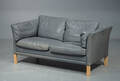 Sofa med gråt læder, 2-pers.
