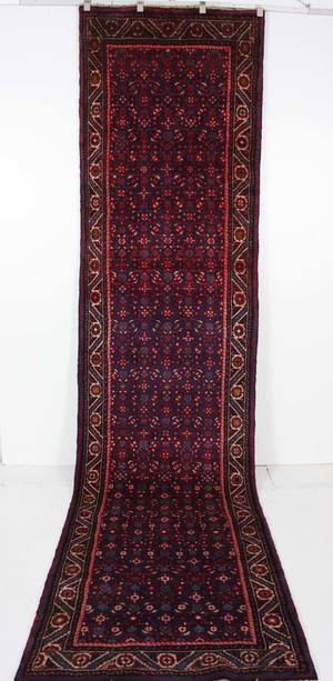 Persisk handknuten gallerimatta Mahal, mått 416x102 cm.