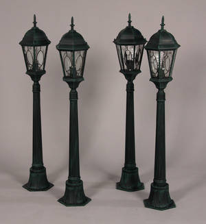 Fire havelamper, grønpatineret 4