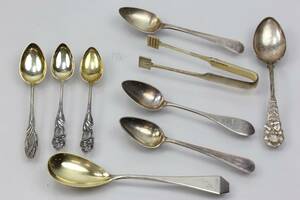 PARTI med skedar och sockertång, silver, Finland, 165 g