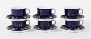 Moccakoppar med fat 6st, Valencia, Ulla Procopé för Arabia