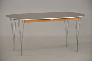 Piet Hein  Bruno Mathsson. Super Elipse spisebord med udtræk
