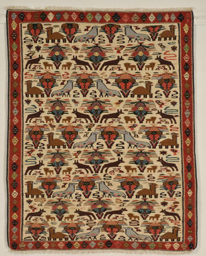 Figural Persisk Senneh Kelim, 150x117 cm.