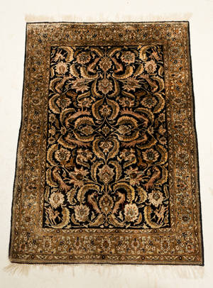 Persisk Qum silketæppe, 155x109 cm.