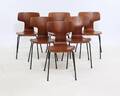 Arne Jacobsen. Sæt på seks spisestole, teak, model 3103 6