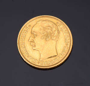 Danmark. 10 kroner guldmønt  1908 