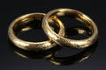 Georg Jensen. To ringe af satineret guld, 18 kt. 2