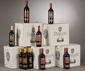 Samling af rødvine fra Dessilani Italien 63.