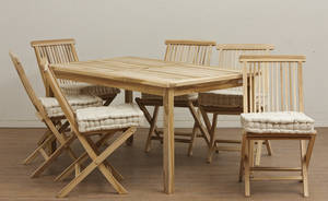 Havesæt med bord samt 6 stole i teaktræ 13, inkl hynder