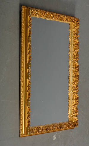 Spejl i ramme af forgyldt træ og gesso, 1800-tallet