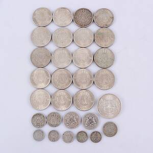 PARTI SVENSKA SILVERMYNT, 30 st, 181900-tal.