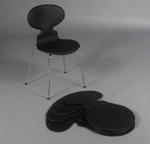 Seks overtræk til Arne Jacobsens stole 3101 myren, sort læder 6