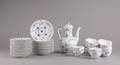 Kgl. Porcelæn. Musselmalet riflet kaffeservice 35