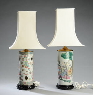 To kinesiske bordlamper af porcelæn. 2