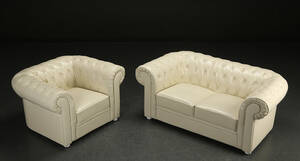 2-pers. Chesterfield sofa samt lænestol 2
