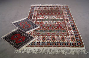 Tyrkisk samt pakistanske tæpper. 73x49, 73x49, 246x140 cm. 3