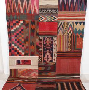 Persisk Patchwork kelim, 218x165 cm.