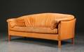 Mogens Hansen. Tre-pers. sofa, cognacfarvet læder