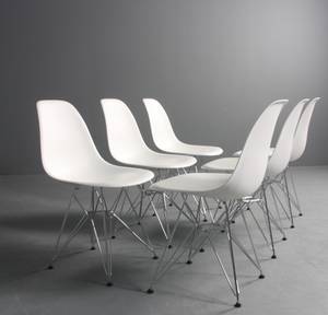Charles Eames 1907-1978. Sæt på seks skalstole, model DSR 6