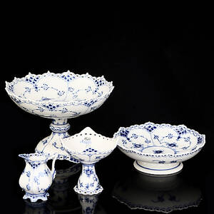 SERVISDELAR, 4 st, porslin, Musselmalet, Royal Copenhagen.