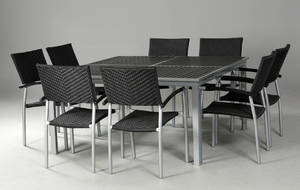 Havemøbler. Firkantet bord samt otte armstole, artwood  polyrattan 9