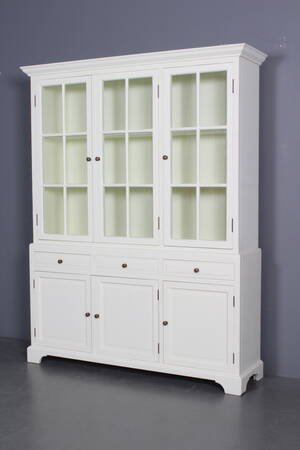 Vitrineskab, to-delt, råhvid. 2