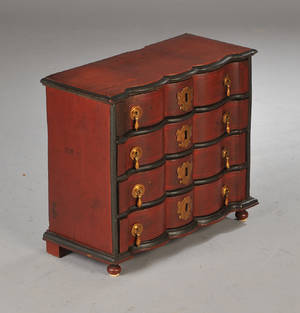 Miniature barok kommode, 1700 tallet
