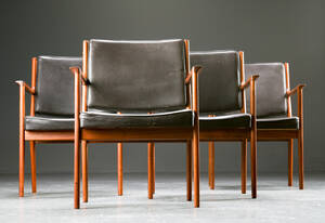 Armstole af teak og sort læder, 1960erne 4