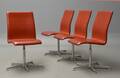 Arne Jacobsen. Sæt på fire Oxford stole med returdrej, læder 4 