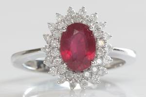 Rubin- og brillant ring
