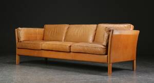Tre-pers. sofa, læder, dansk møbelproducent