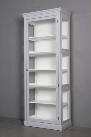 Vitrineskab, grålakeret. 