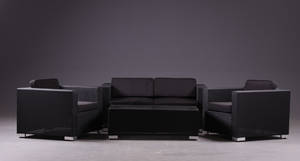 Havemøbelsæt i sort texline med sorte hynder 4