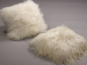 Puder af islandsk fåreskind, langhåret hvid 2