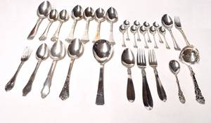 Samling bestik i sølv Kent, Antik Rococo, Fransk Lilje, Tang mm28