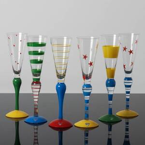 CHAMPAGNEGLAS, 6 st, Clown, Anne Nilsson, Orrefors