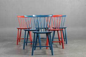 Poul M. Volther. Seks stole i bemalet bøg. 6