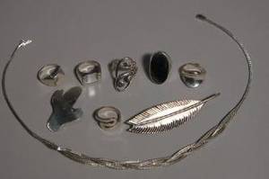 Parti silversmycken, 8 delar