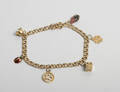 Bismarck armbånd med charms, 14 kt. guld